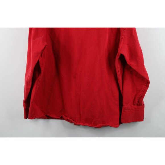 Vintage 90s Marlboro Man Mens Large Faded Heavy Western Cowboy Button Shirt Red - Picture 12 of 12